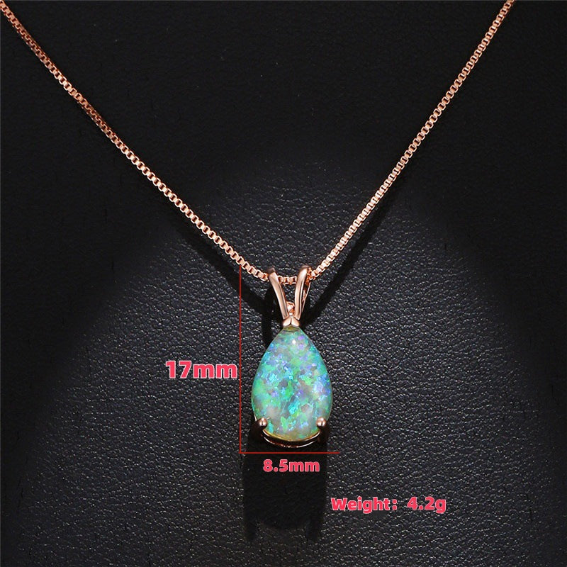 Collier Pendentif Goutte D'Eau Vintage