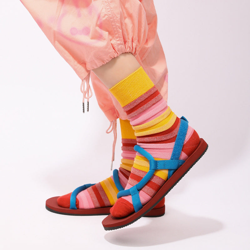 Chaussettes À Rayures Colorées