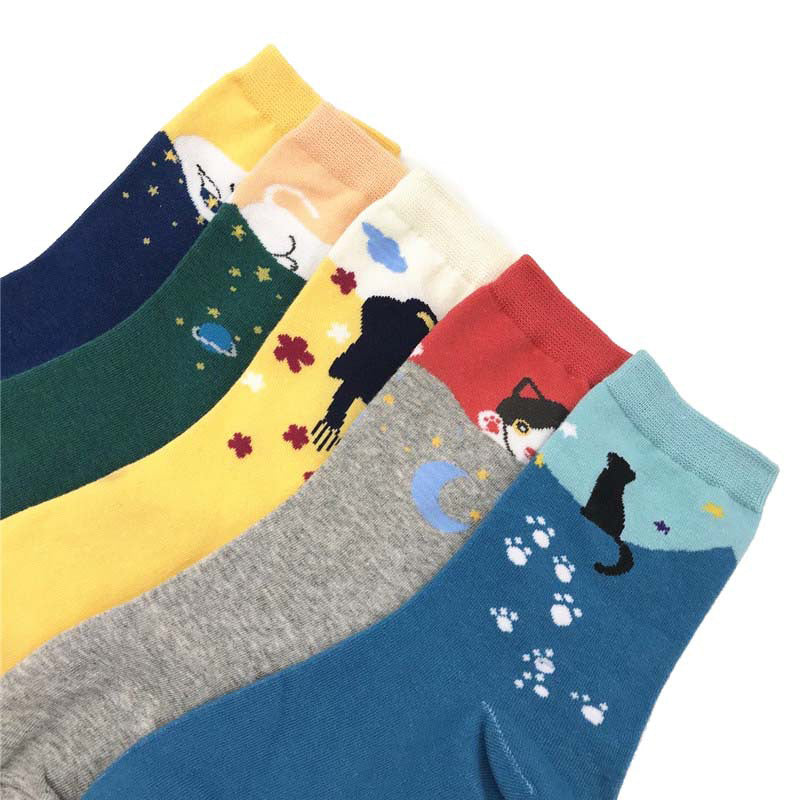 Chaussettes À Imprimé Chat De Dessin Animé