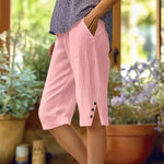 【Coton Et Lin】Pantalon Décontracté De Couleur Unie