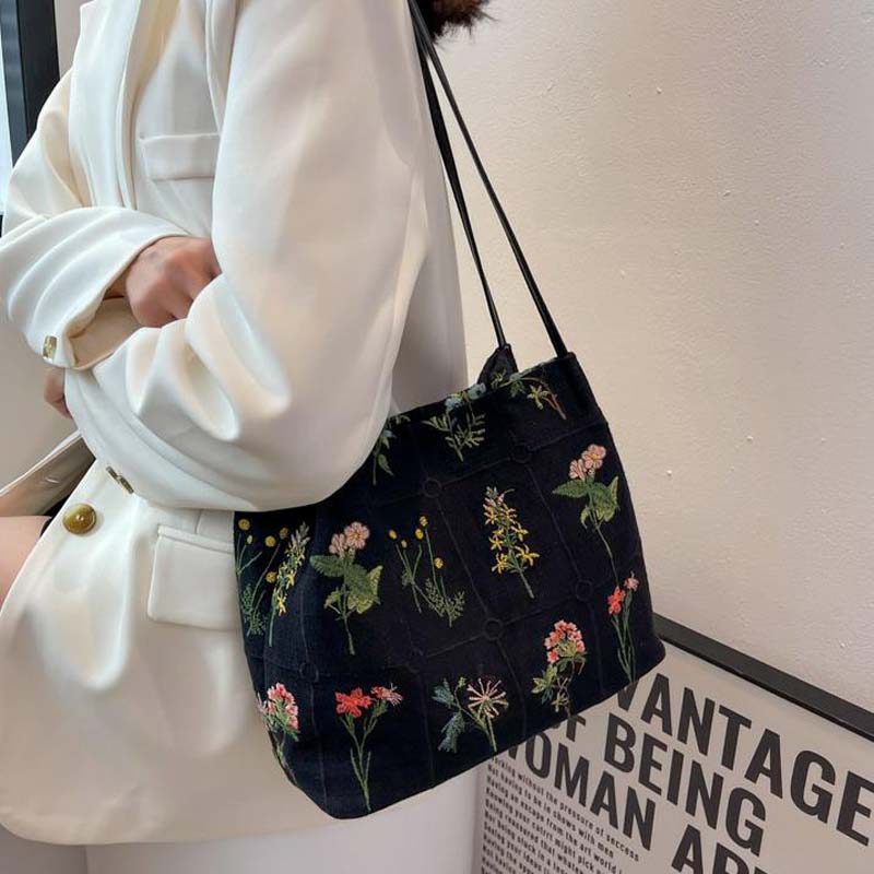 Sac Vintage Brodé De Fleurs