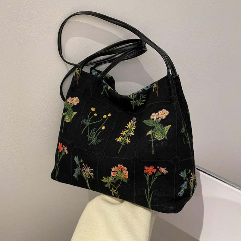 Sac Vintage Brodé De Fleurs