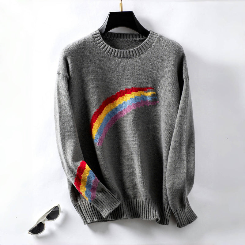 Pull En Tricot Arc-En-Ciel Décontracté