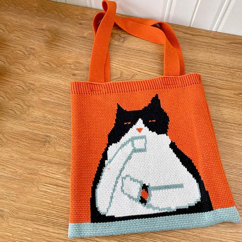 Sac Tricoté Chat De Dessin Animé