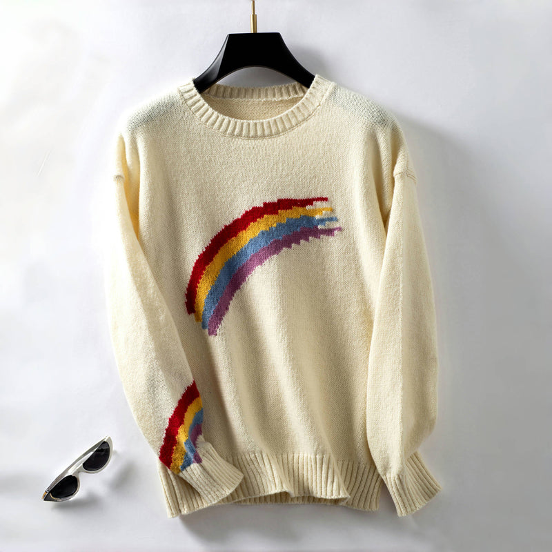 Pull En Tricot Arc-En-Ciel Décontracté