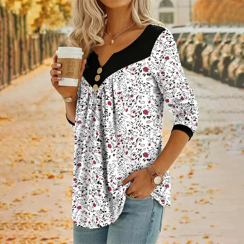 Blouse Décontractée À Imprimé Floral