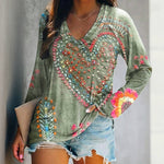 T-Shirt Vintage À Imprimé Coeur