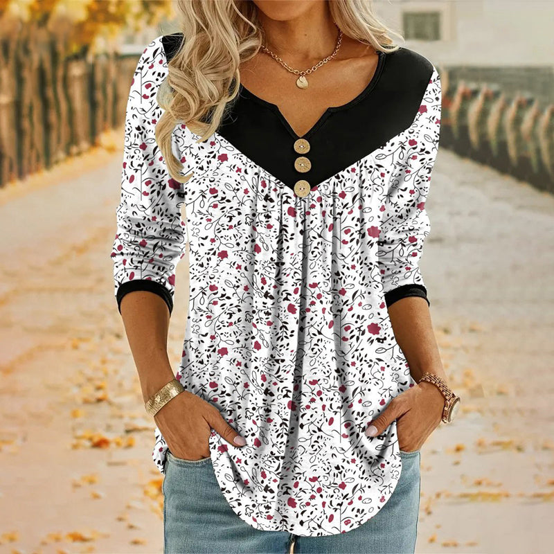 Blouse Décontractée À Imprimé Floral