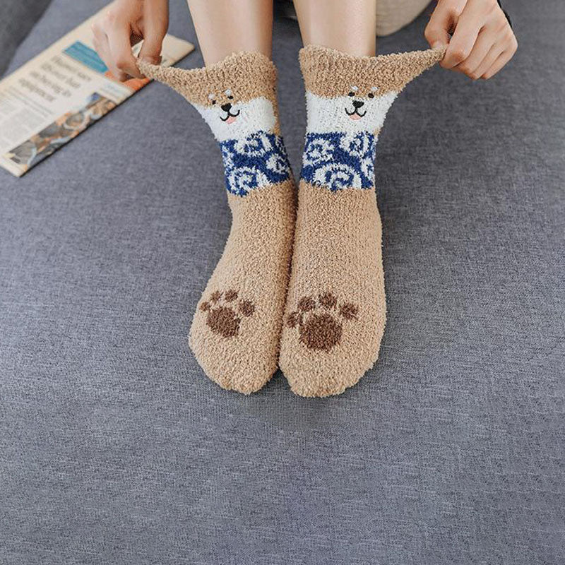 Chaussettes En Peluche Chien De Dessin Animé