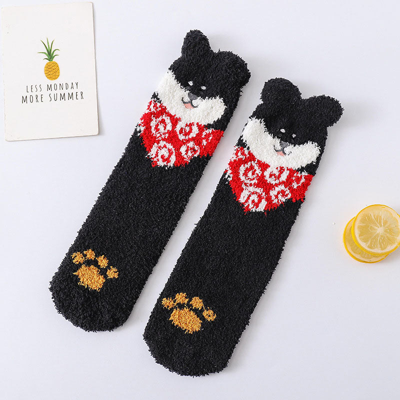 Chaussettes En Peluche Chien De Dessin Animé