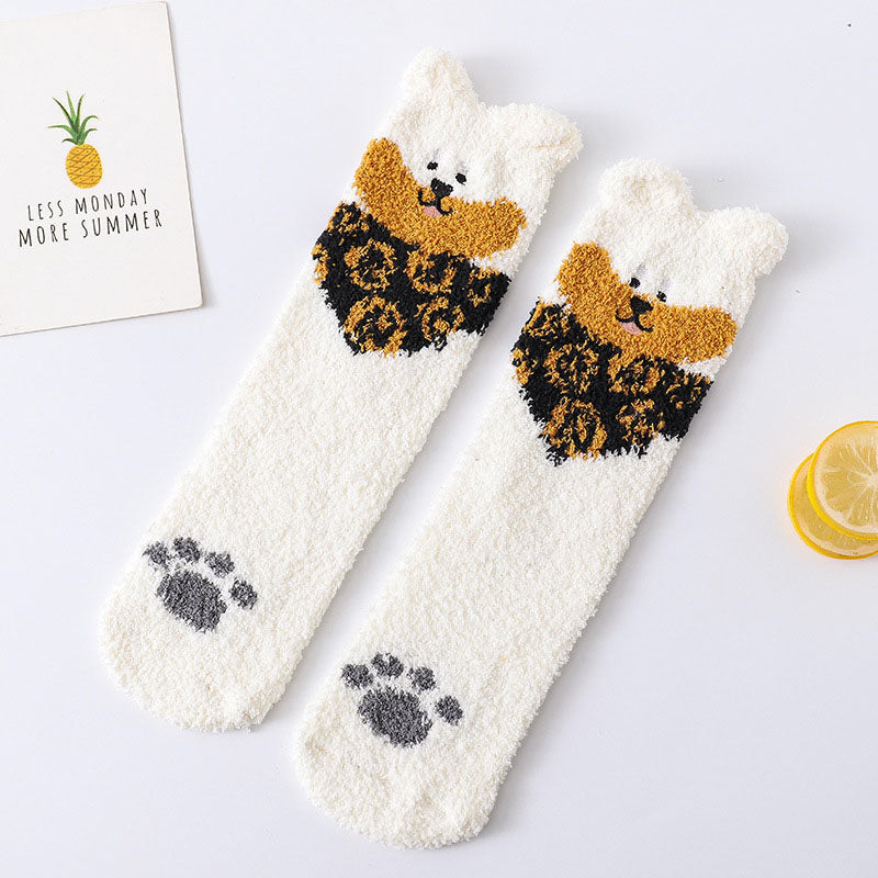 Chaussettes En Peluche Chien De Dessin Animé