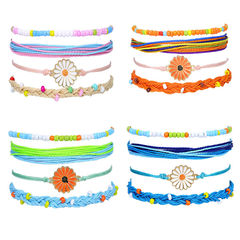 Ensemble De Bracelets Tressés À Fleurs