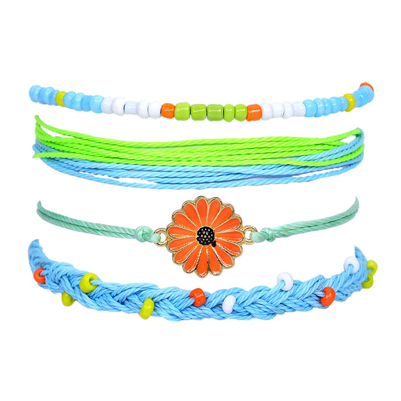 Ensemble De Bracelets Tressés À Fleurs