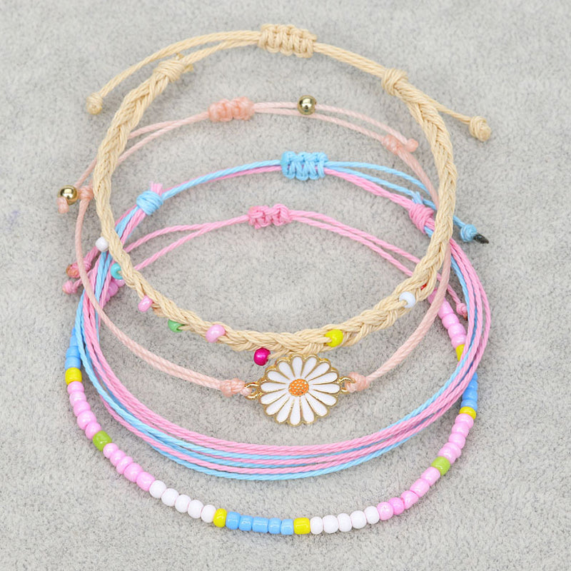 Ensemble De Bracelets Tressés À Fleurs