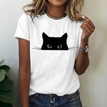 T-Shirt Décontracté À Imprimé Chat