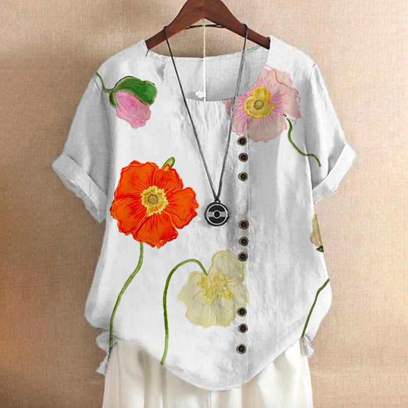 Blouse Décontractée À Imprimé Floral