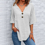 Blouse Décontractée De Couleur Unie