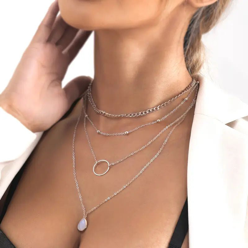 Collier Pendentif Goutte D'Eau Vintage