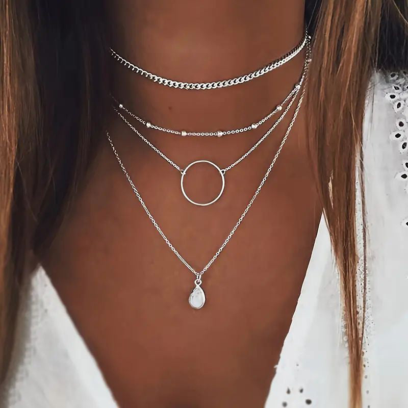 Collier Pendentif Goutte D'Eau Vintage