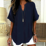 Blouse Élégante De Couleur Unie