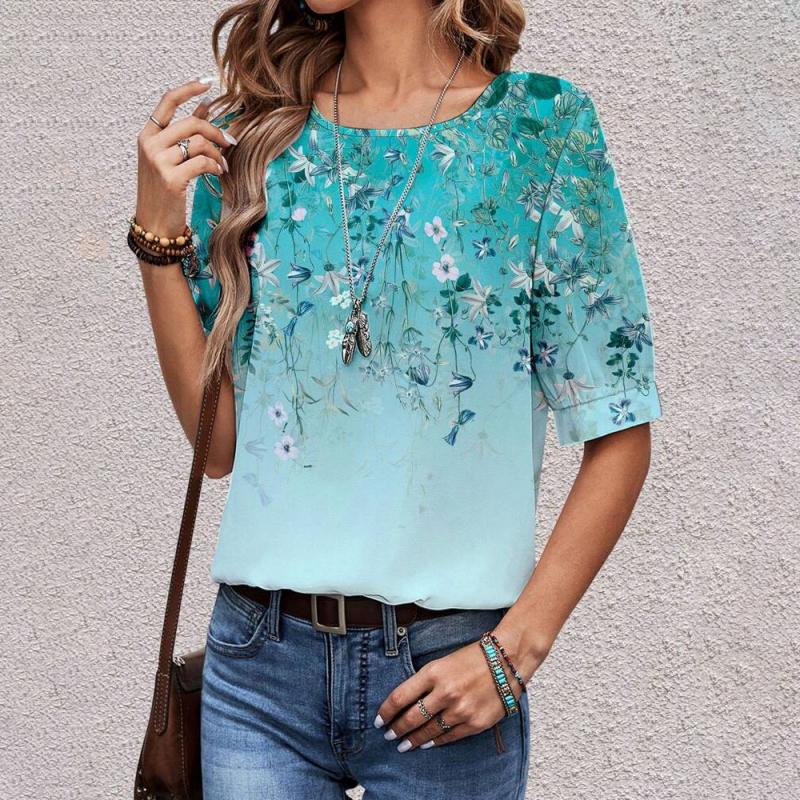 Blouse Décontractée À Imprimé Floral