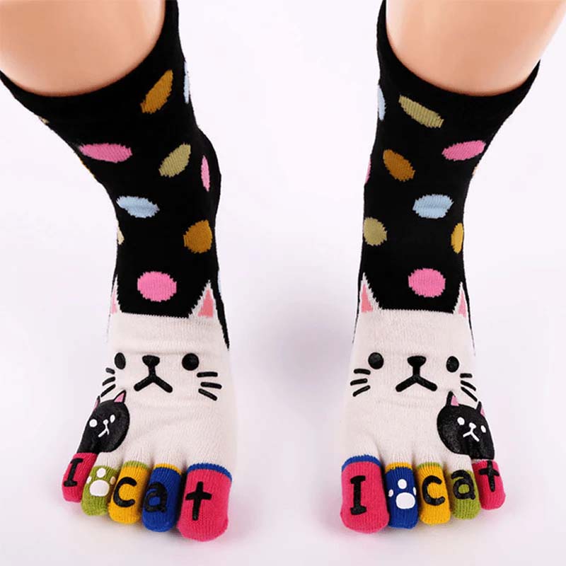 Chaussettes À 5 Doigts De Chat De Dessin Animé