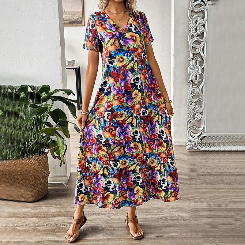 Robe À Imprimé Floral Coloré