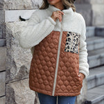 Manteau En Peluche Chaude Patchwork