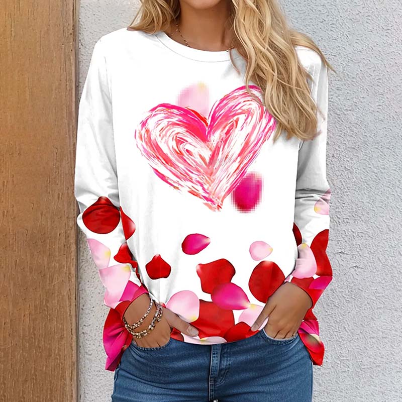 T-Shirt Décontracté Imprimé Coeur