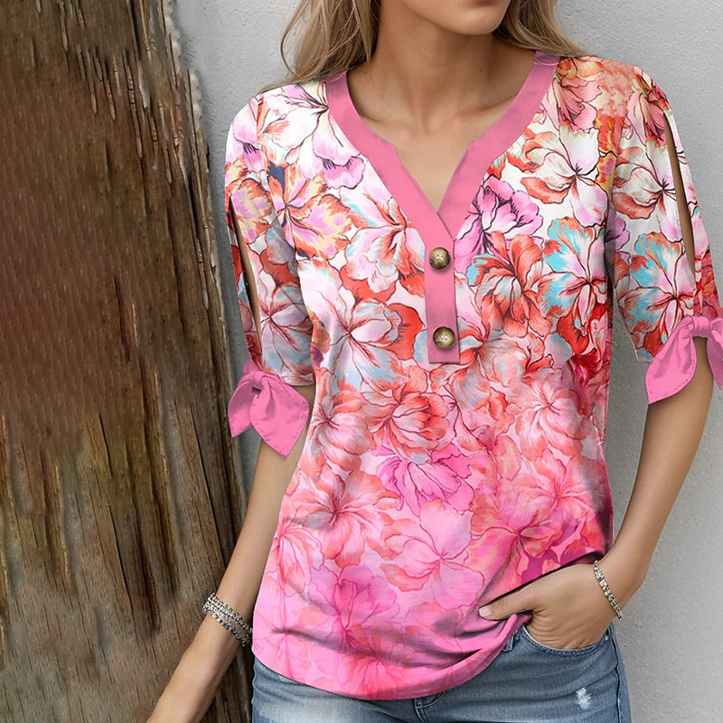 Blouse Décontractée À Imprimé Floral