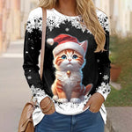 T-Shirt De Noël Imprimé Chat