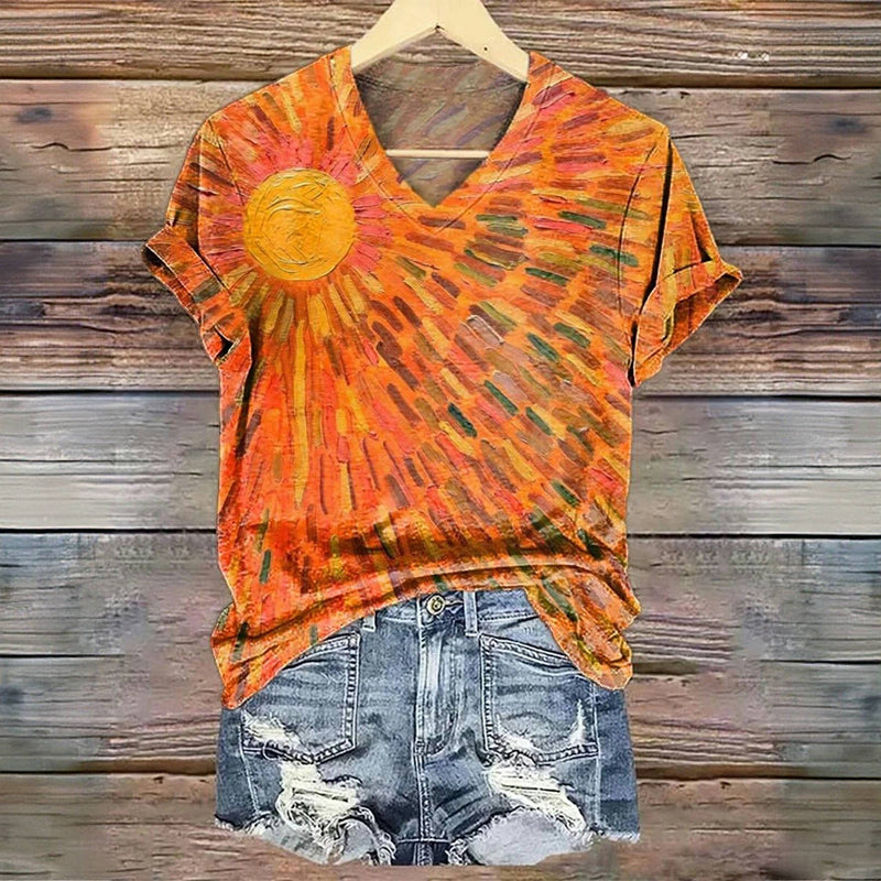 T-Shirt Imprimé Abstrait Coloré