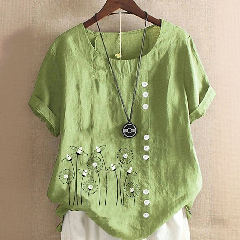 Blouse Décontractée À Imprimé Pissenlit