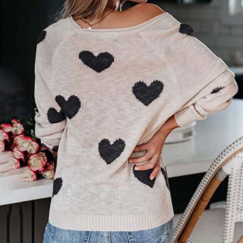 Pull En Tricot À Motif Cœur