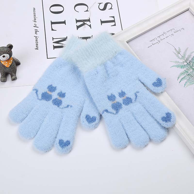 Gants Chauds À Motif De Chat