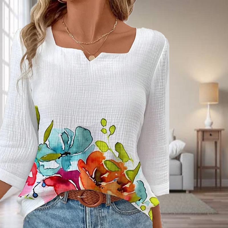 Blouse Décontractée À Imprimé Floral