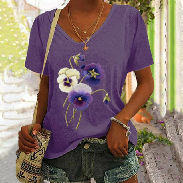 T-Shirt Décontracté À Imprimé Floral