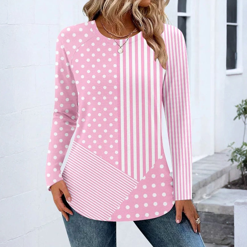T-Shirt À Imprimé À Pois Et Rayures
