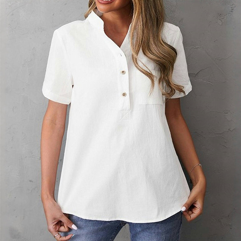 Blouse Décontractée De Couleur Unie