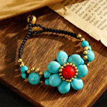Bracelet Floral Tissé À La Main