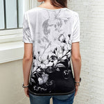 T-Shirt À Fleurs À Blocs De Couleurs