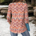 Blouse À Imprimé Abstrait Vintage