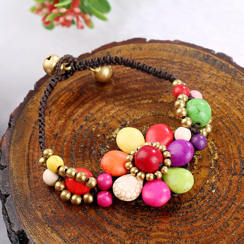 Bracelet Floral Tissé À La Main