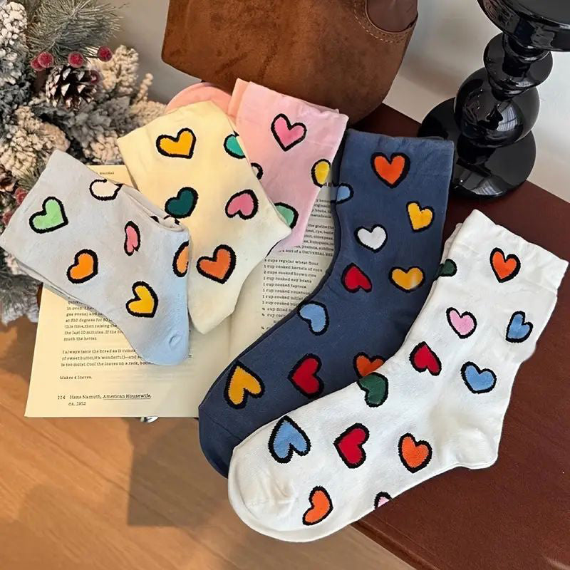 Chaussettes Décontractées À Imprimé Coeur