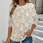 【Manches Longues】T-Shirt À Imprimé Floral Vintage