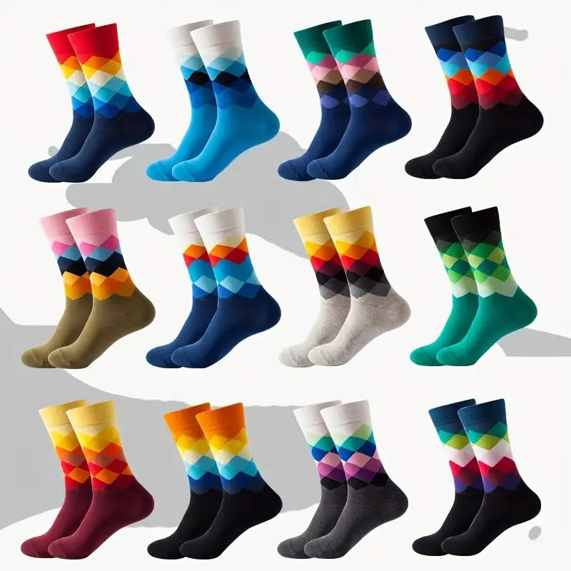 Chaussettes Décontractées À Carreaux Colorés