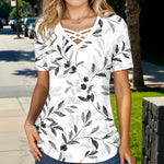 Blouse Décontractée À Imprimé Feuilles