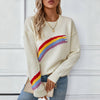 Pull En Tricot Arc-En-Ciel Décontracté