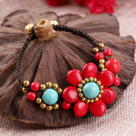 Bracelet Floral Tissé À La Main