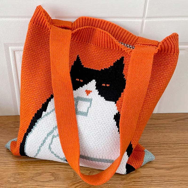 Sac Tricoté Chat De Dessin Animé